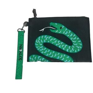 Danielle Nicole Harry Potter Slytherin Wristlet Black Faux Leather Glitter Snake